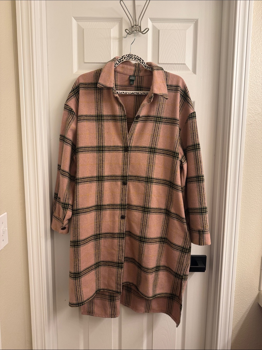 wild fable Pink Plaid Oversized Shirt Jacket